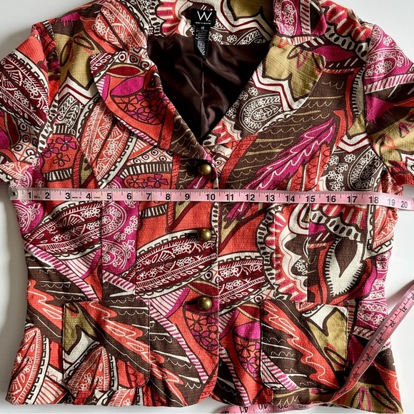 W Work to Weekend Blazer Boho Patchwork Print Statement Fall Jacket, Size: 10 - Picture 9 of 11